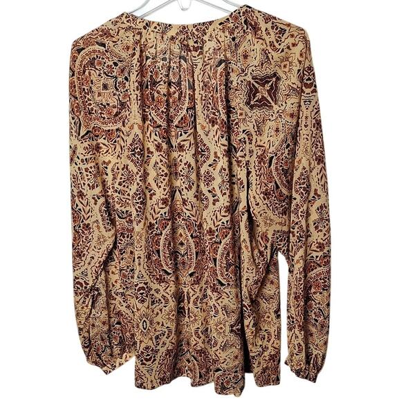 Torrid 3 Women 3x Gold Red Floral Print Crinkle Chiffon Raglan Tie Front Blouse - Picture 3 of 6